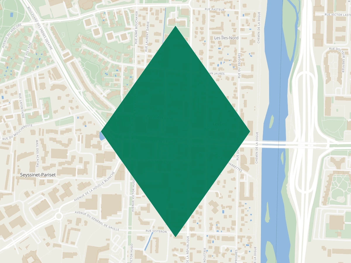 Carte des communes à 15 minutes de Grenoble
