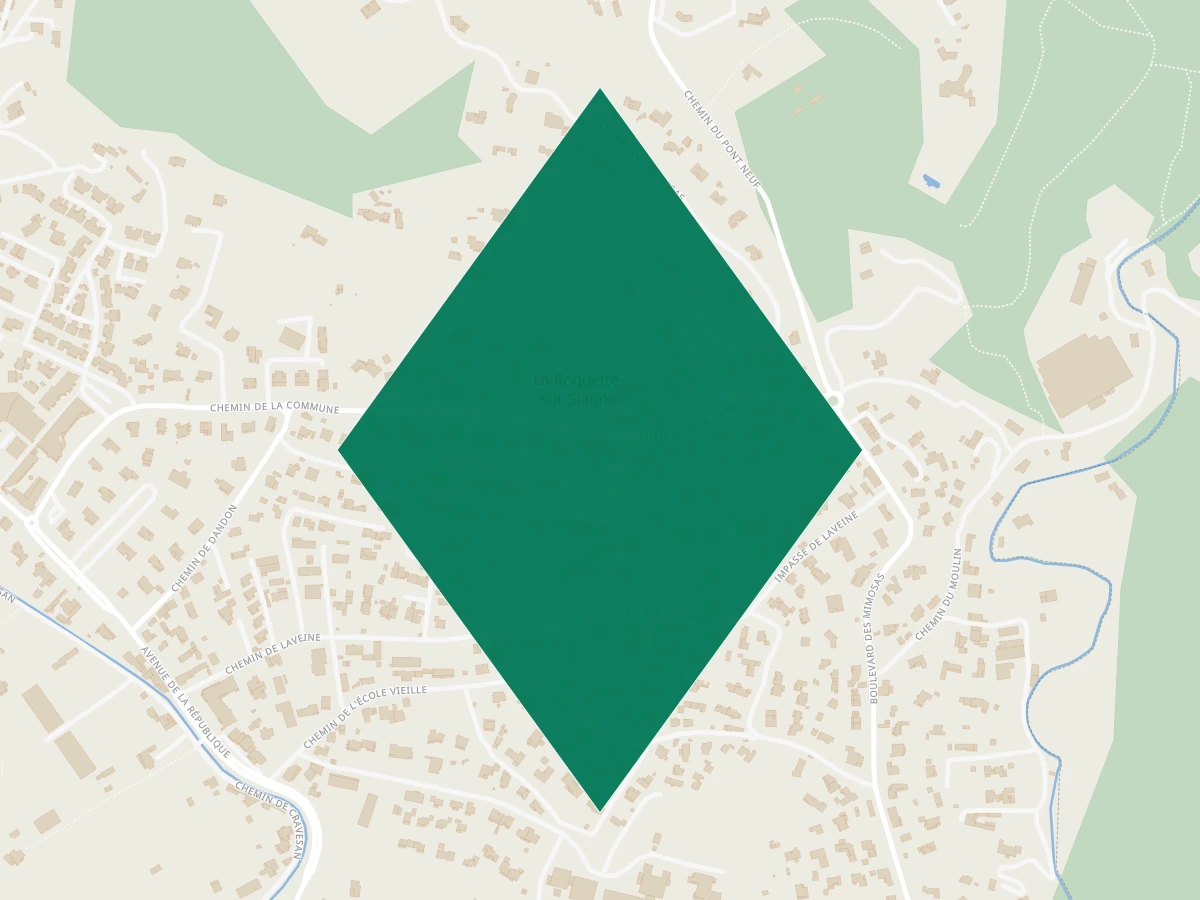 Carte des communes à 15 minutes de Cannes