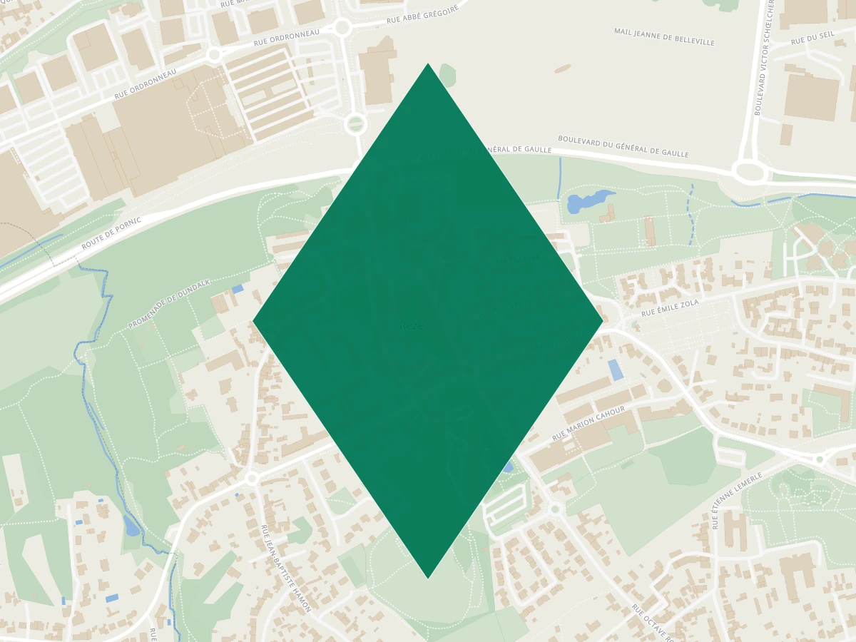 Carte des communes à 15 minutes de Nantes