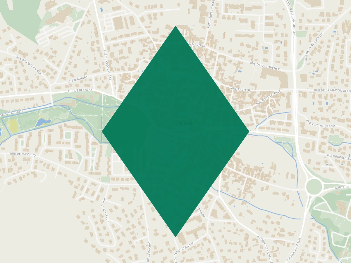 Carte des communes à 15 minutes de Clermont-Ferrand