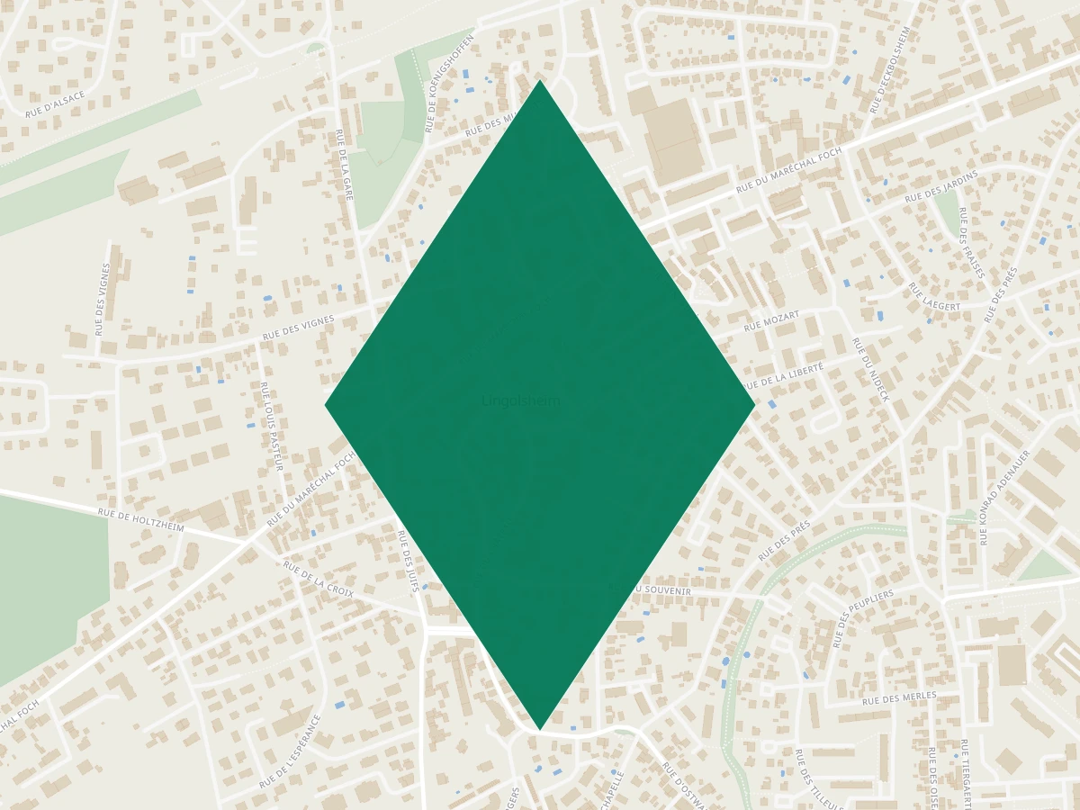 Carte des communes à 15 minutes de Strasbourg
