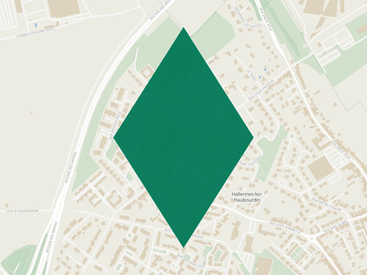 Carte des communes à 15 minutes de Lille