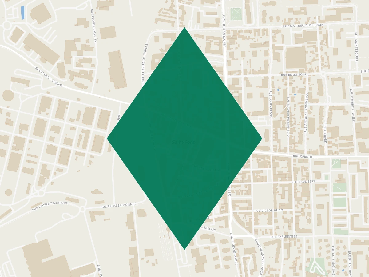 Carte des communes à 15 minutes de Lyon