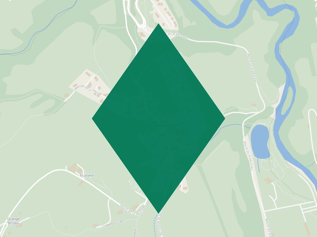 Carte des communes à 45 minutes de Annecy