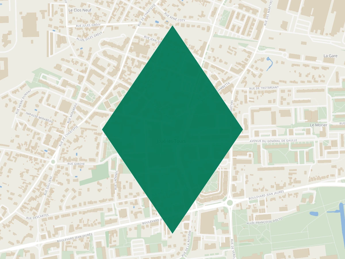 Carte des communes à 15 minutes de Tours