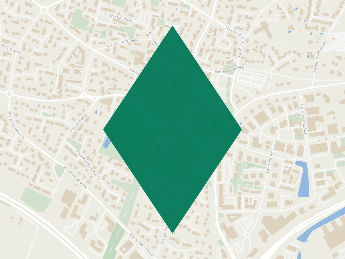 Carte des communes à 15 minutes de Rennes
