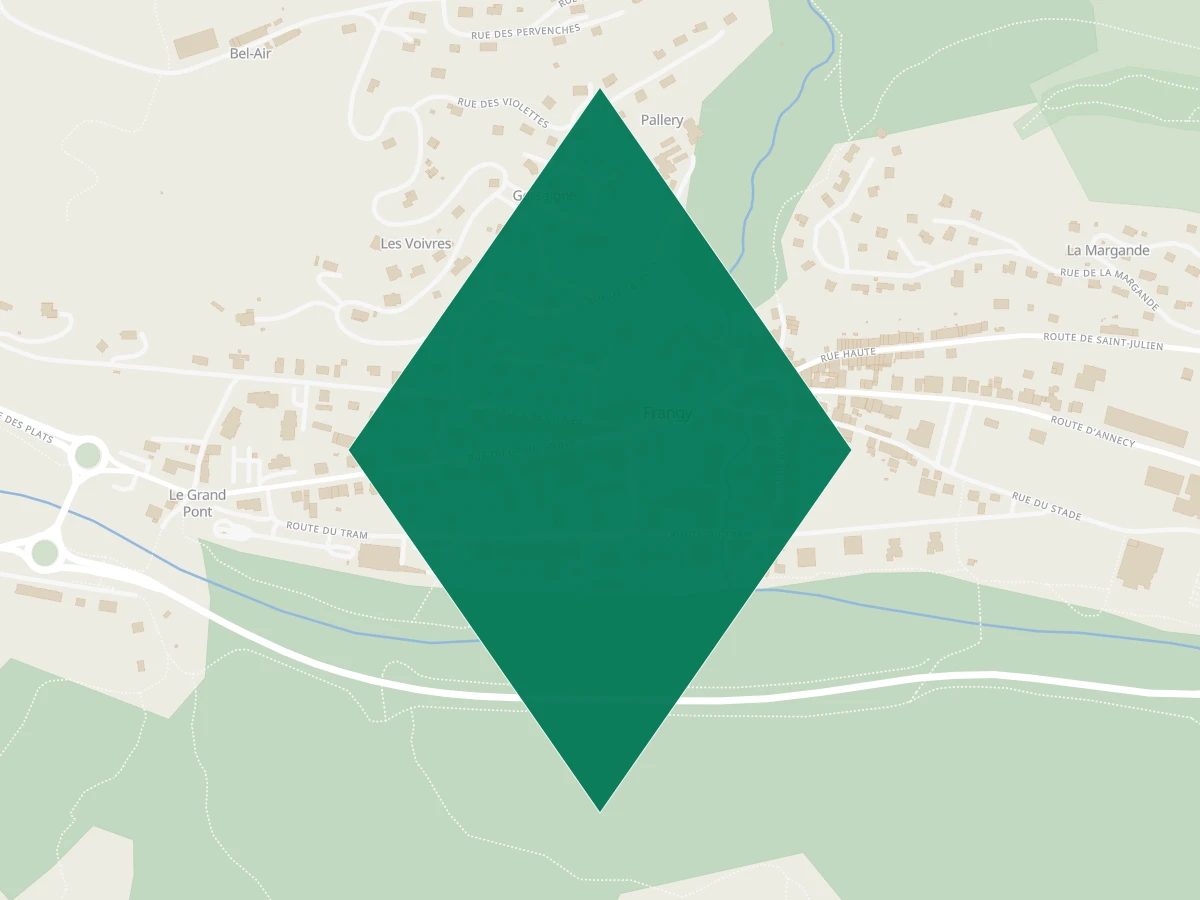 Carte des communes à 30 minutes de Annecy